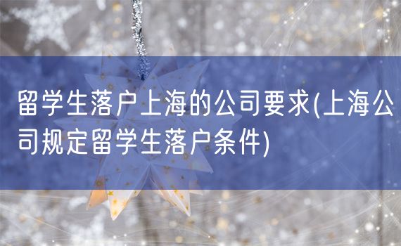 留学生落户上海的公司要求(上海公司规定留学生落户条件)