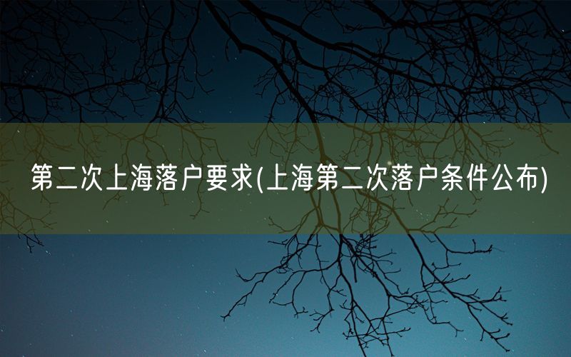 第二次上海落户要求(上海第二次落户条件公布)