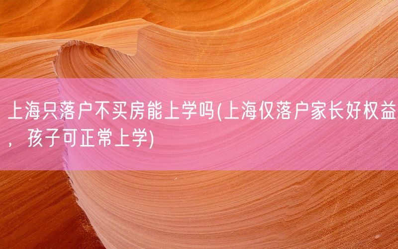 上海只落户不买房能上学吗(上海仅落户家长好权益，孩子可正常上学)