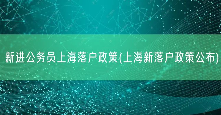 新进公务员上海落户政策(上海新落户政策公布)