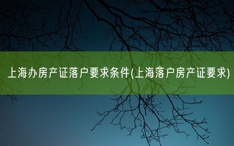 上海办房产证落户要求条件(上海落户房产证要求)