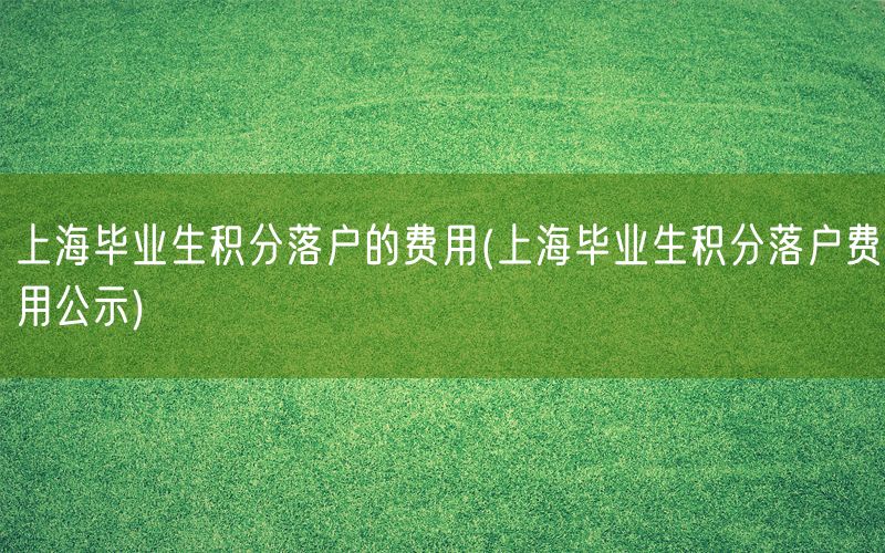 上海毕业生积分落户的费用(上海毕业生积分落户费用公示)