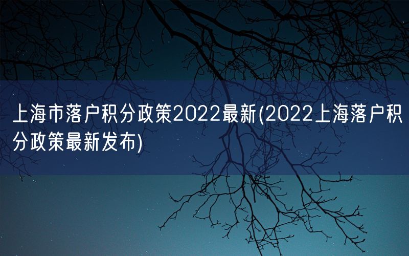 上海市落户积分政策2022最新(2022上海落户积分政策最新发布)