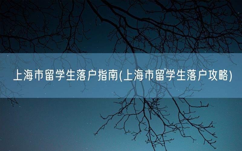 上海市留学生落户指南(上海市留学生落户攻略)