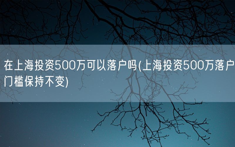 在上海投资500万可以落户吗(上海投资500万落户门槛保持不变)