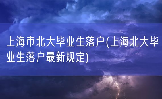 上海市北大毕业生落户(上海北大毕业生落户最新规定)