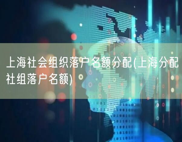 上海社会组织落户名额分配(上海分配社组落户名额)