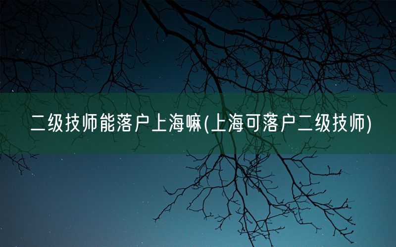 二级技师能落户上海嘛(上海可落户二级技师)