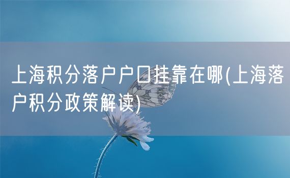 上海积分落户户口挂靠在哪(上海落户积分政策解读)