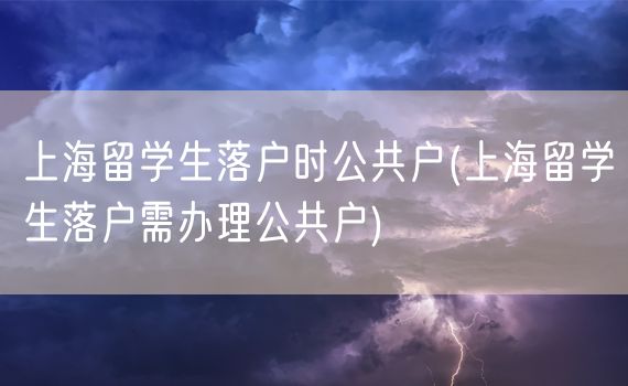 上海留学生落户时公共户(上海留学生落户需办理公共户)