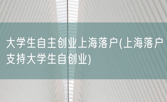 大学生自主创业上海落户(上海落户支持大学生自创业)