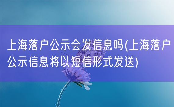 上海落户公示会发信息吗(上海落户公示信息将以短信形式发送)