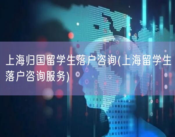 上海归国留学生落户咨询(上海留学生落户咨询服务)