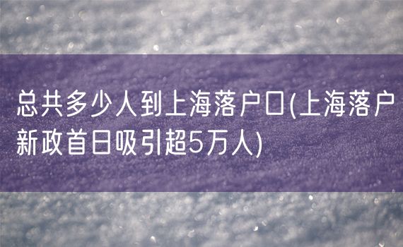 总共多少人到上海落户口(上海落户新政首日吸引超5万人)