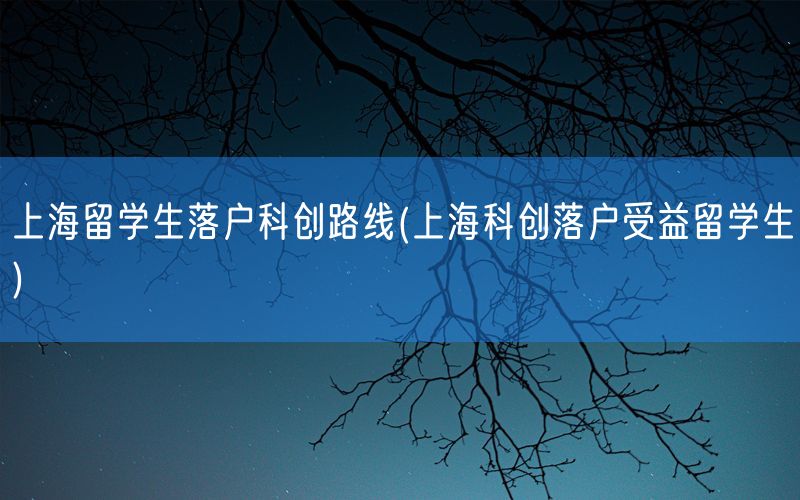 上海留学生落户科创路线(上海科创落户受益留学生)