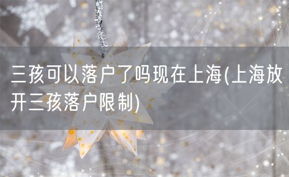 三孩可以落户了吗现在上海(上海放开三孩落户限制)