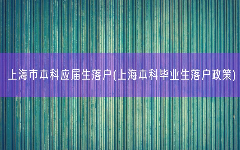 上海市本科应届生落户(上海本科毕业生落户政策)