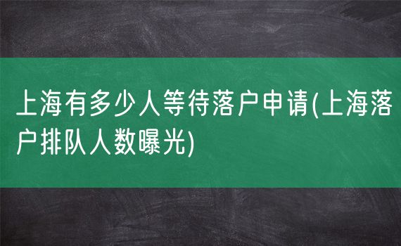 上海有多少人等待落户申请(上海落户排队人数曝光)