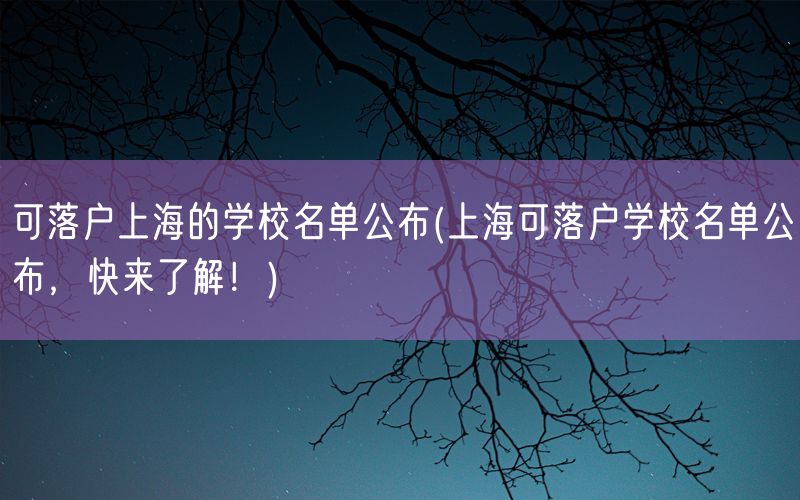 可落户上海的学校名单公布(上海可落户学校名单公布，快来了解！)