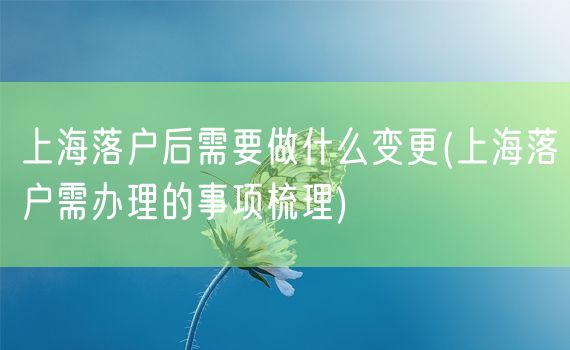 上海落户后需要做什么变更(上海落户需办理的事项梳理)