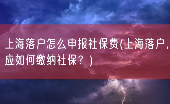 上海落户怎么申报社保费(上海落户，应如何缴纳社保？)