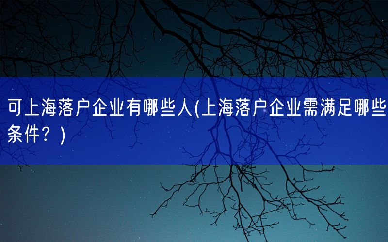 可上海落户企业有哪些人(上海落户企业需满足哪些条件？)