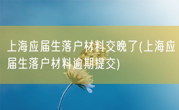 上海应届生落户材料交晚了(上海应届生落户材料逾期提交)