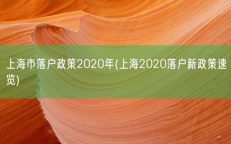 上海市落户政策2020年(上海2020落户新政策速览)