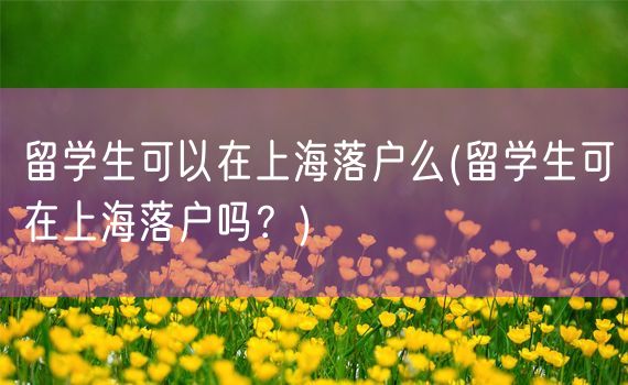 留学生可以在上海落户么(留学生可在上海落户吗？)