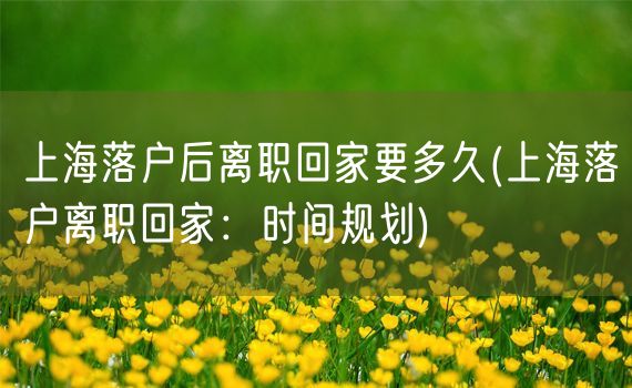 上海落户后离职回家要多久(上海落户离职回家：时间规划)