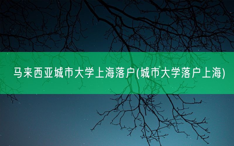 马来西亚城市大学上海落户(城市大学落户上海)