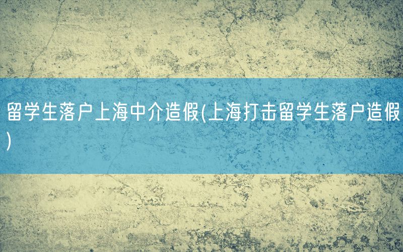 留学生落户上海中介造假(上海打击留学生落户造假)