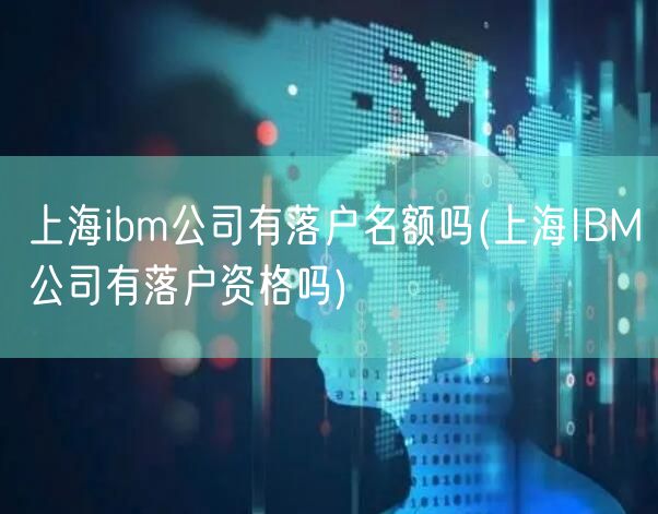 上海ibm公司有落户名额吗(上海IBM公司有落户资格吗)