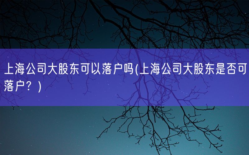 上海公司大股东可以落户吗(上海公司大股东是否可落户？)