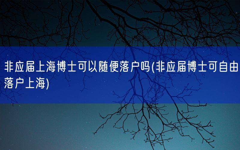 非应届上海博士可以随便落户吗(非应届博士可自由落户上海)