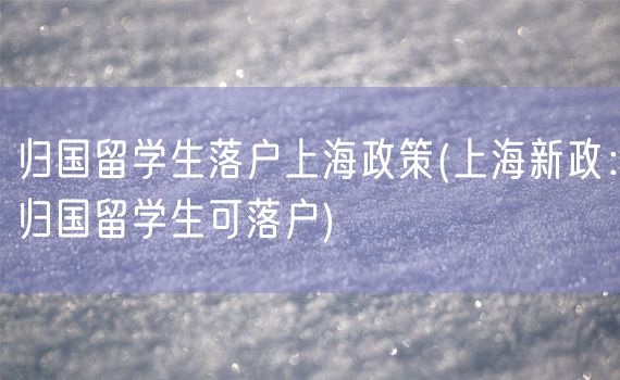 归国留学生落户上海政策(上海新政：归国留学生可落户)