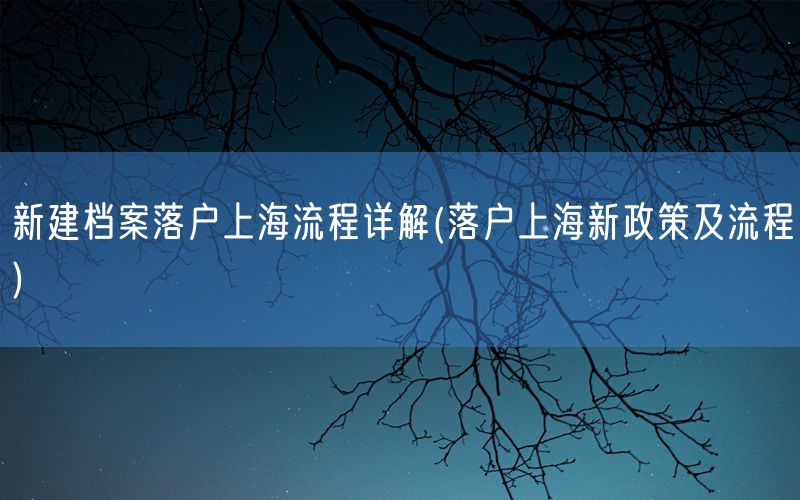 新建档案落户上海流程详解(落户上海新政策及流程)