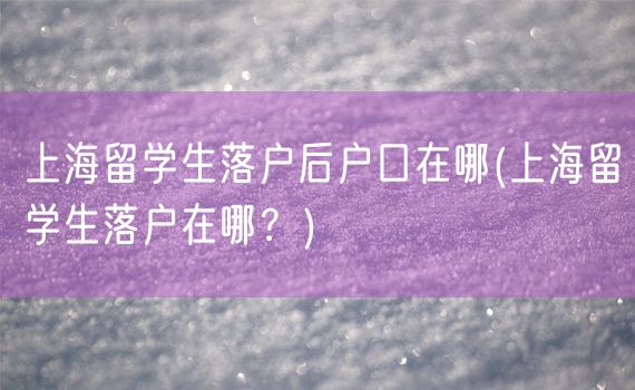 上海留学生落户后户口在哪(上海留学生落户在哪？)