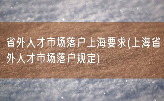 省外人才市场落户上海要求(上海省外人才市场落户规定)