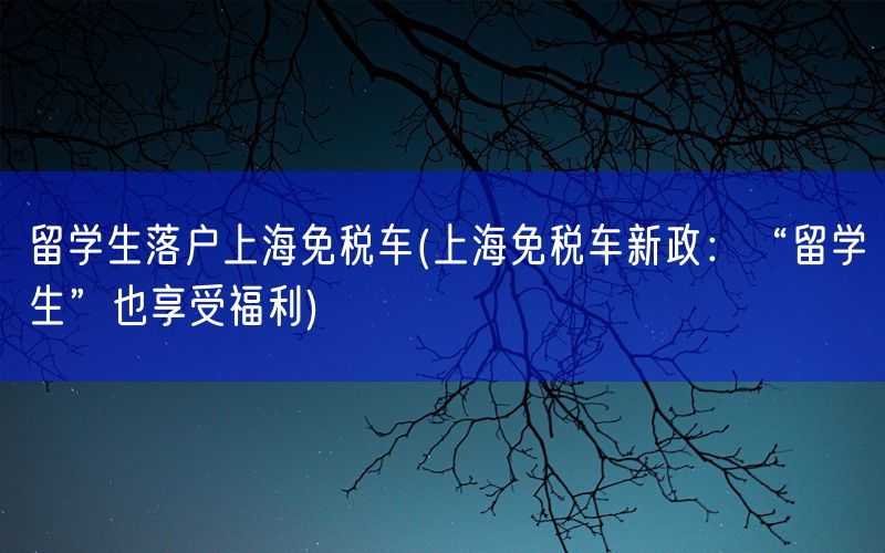 留学生落户上海免税车(上海免税车新政：“留学生”也享受福利)