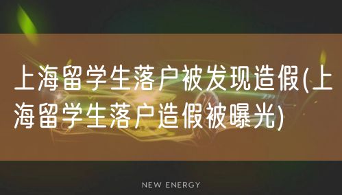 上海留学生落户被发现造假(上海留学生落户造假被曝光)