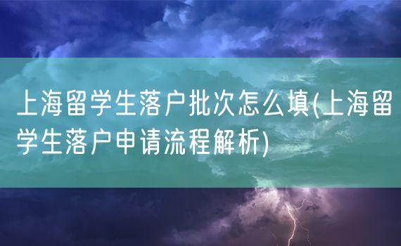 上海留学生落户批次怎么填(上海留学生落户申请流程解析)