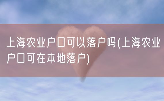 上海农业户口可以落户吗(上海农业户口可在本地落户)