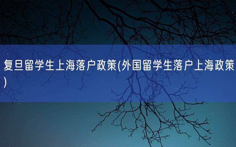 复旦留学生上海落户政策(外国留学生落户上海政策)