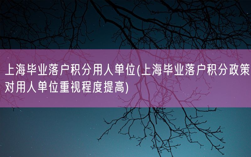 上海毕业落户积分用人单位(上海毕业落户积分政策对用人单位重视程度提高)