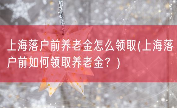 上海落户前养老金怎么领取(上海落户前如何领取养老金？)