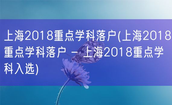 上海2018重点学科落户(上海2018重点学科落户 - 上海2018重点学科入选)