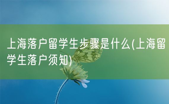 上海落户留学生步骤是什么(上海留学生落户须知)