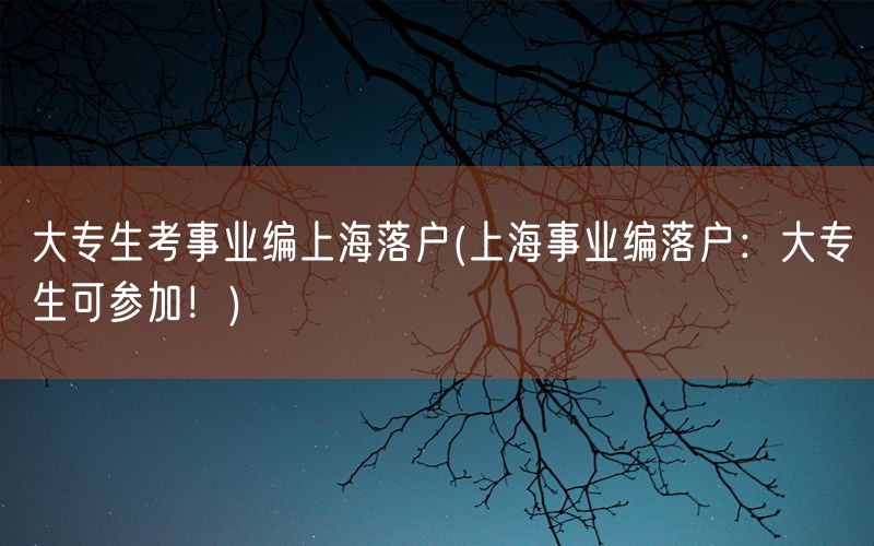 大专生考事业编上海落户(上海事业编落户：大专生可参加！)