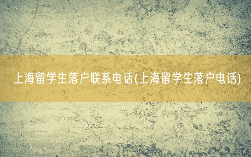 上海留学生落户联系电话(上海留学生落户电话)